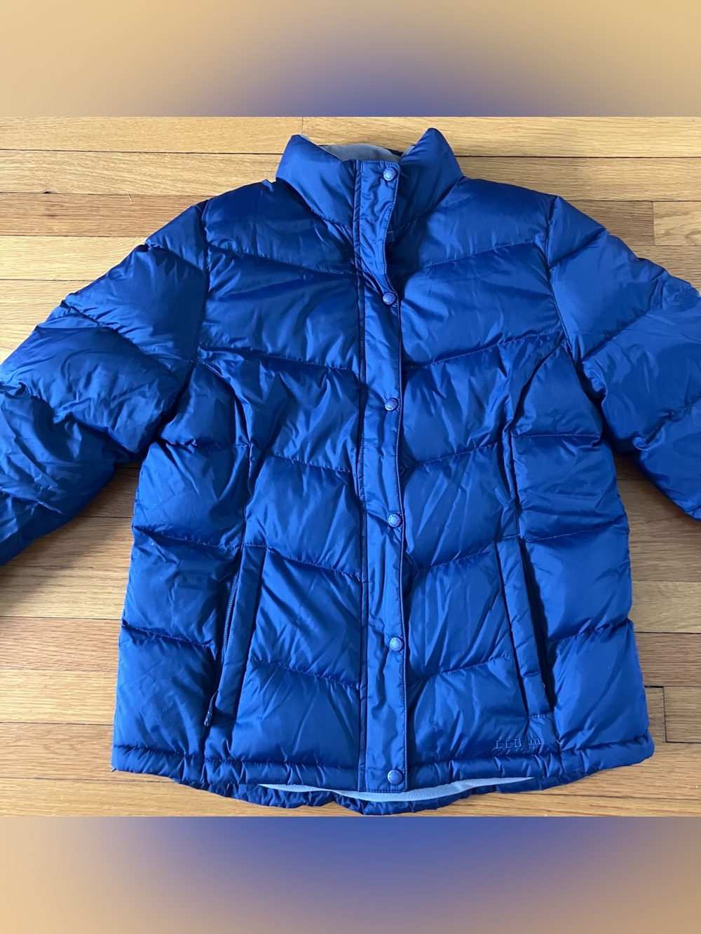 L.L. Bean Navy Blue Goose Down Classic Winter Quilted Nylon Puffer Jacket Large - Picture 2 of 12
